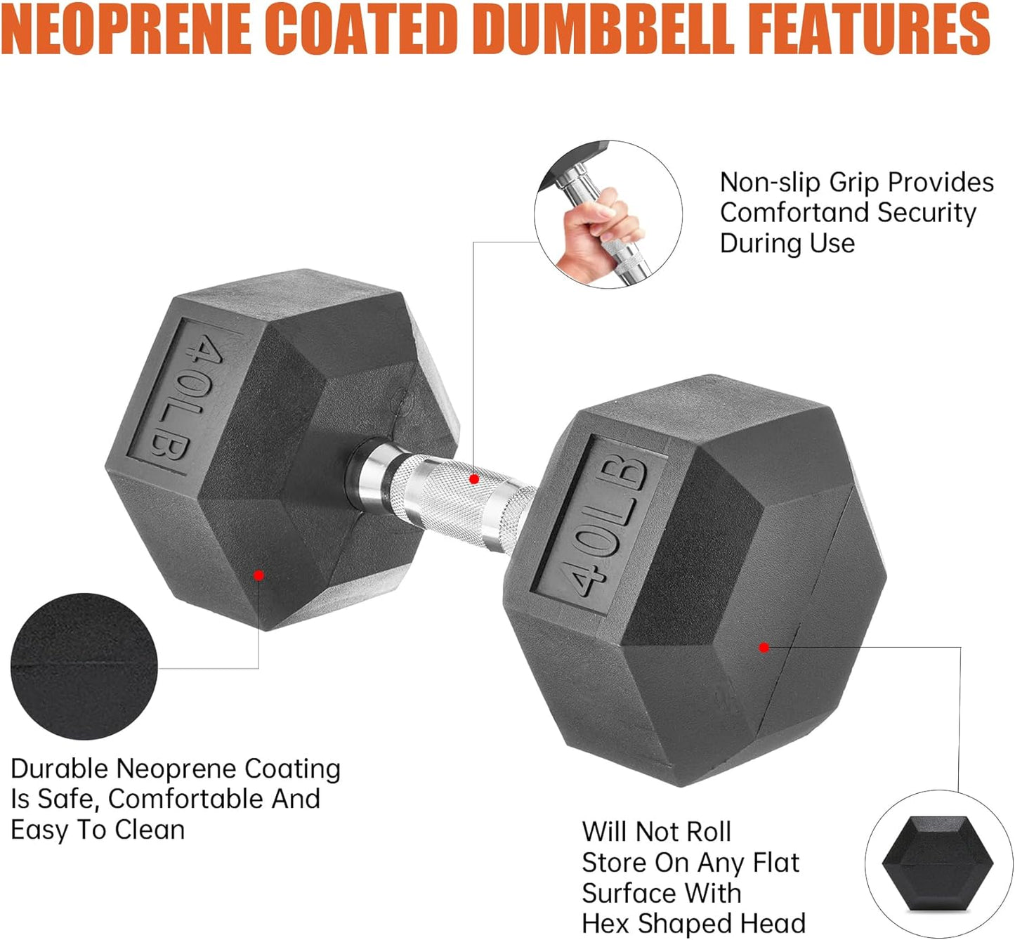 Rubber Hex Dumbbell Set - Premium Coated Free Weights for Home Gym | Multiple Weights 15-550 lbs