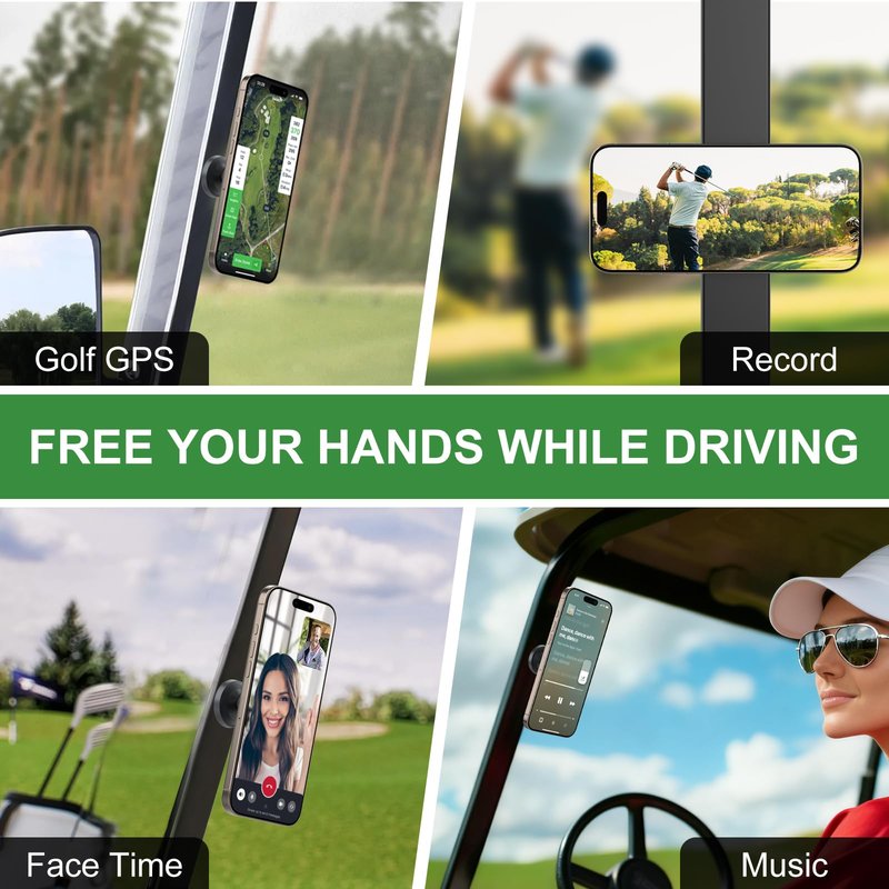Yianerm Magnetic Golf Cart Phone Holder, Gym Phone Holder Strong Magnets Phone Mount for Any Iron Metal Surface Compatible with Smartphones,Golf Cart Accessories Phone Caddy Gift for Friends (Black)
