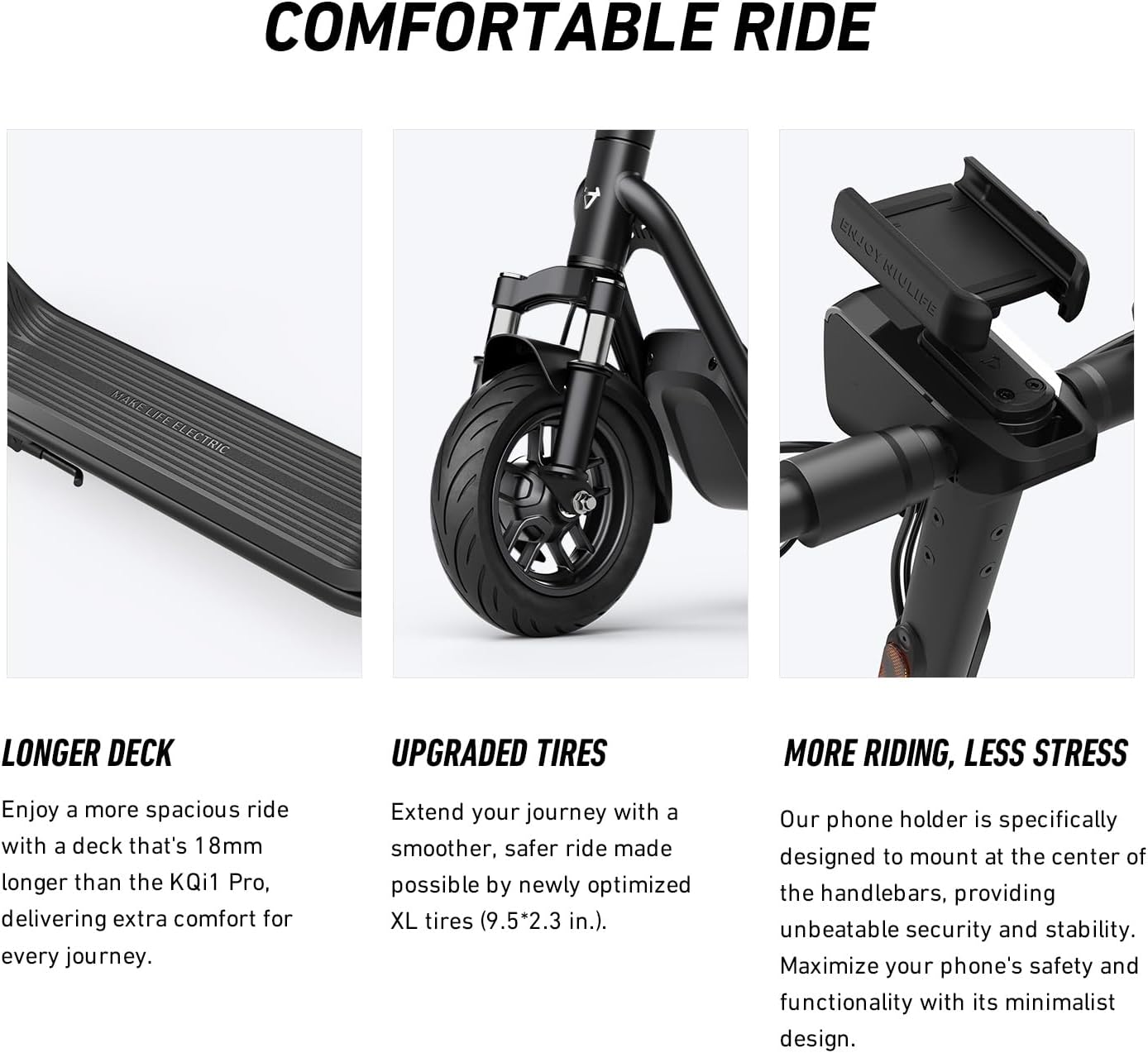 NIU Electric Scooter - KQi 1PRO Series E Scooter with Suspension, 500-700W Power, 14-33 Miles Range | Portable & Folding Design