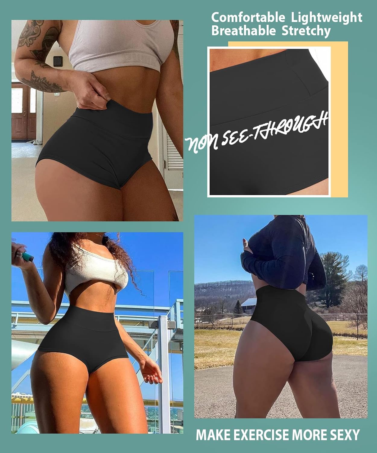 Skiennix Women's High Waist Yoga Booty Shorts - Butt Lifting Spandex Dance Leggings | Perfect for Workouts