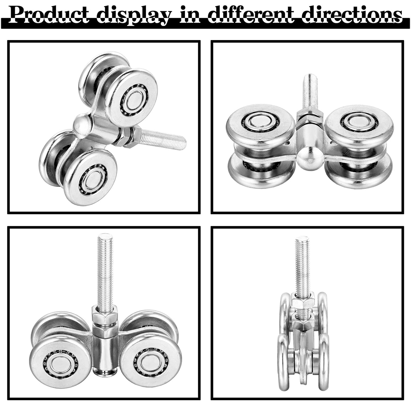 Yexiya 8 Pcs Wheel Trolley Assembly Barn Door Rollers for 1-3/4" Wide and 2-1/4" or Taller Rail Hanging Track, Beam Trolley Applied for Mount Heavy Barn or Shed Sliding Doors