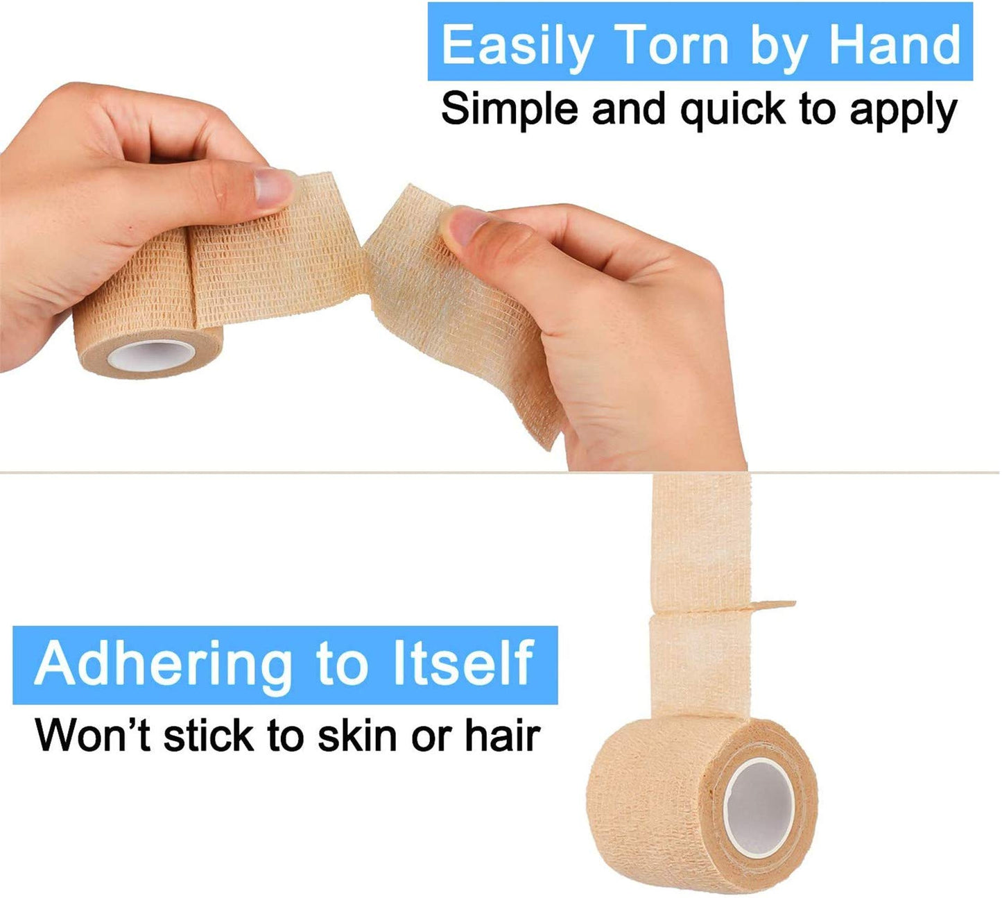 24 Packs Self Adherent Cohesive Wrap Bandages 2'' Wide, 5 Yards, First Aid Tape,Elastic Self Adhesive Tape,All Sports Athletic Tape, Non-Woven Bandage,Breathable Wound Tape,Skin Colour Athletic Tape