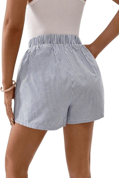 Floerns Women's High Waist Wide Leg Casual Shorts - Striped Print Design for Ultimate Comfort