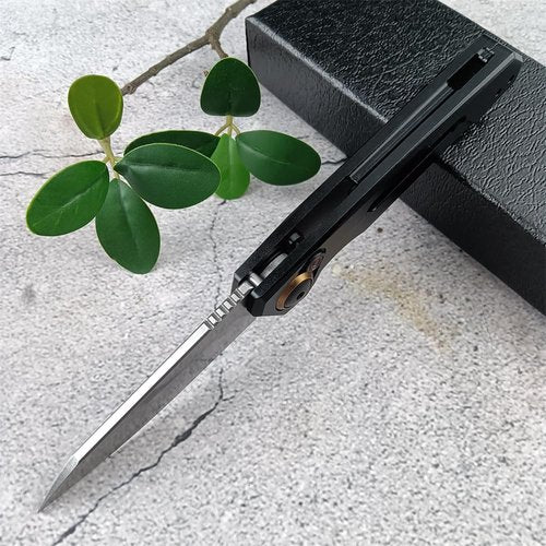 Multifunctional Knife, EDC Folding Pocket Knives For Men, 2.75in Stonewashed Reverse Tanto Blade, Black Aluminum Handles With Pocket Clip for Outdoor Camping