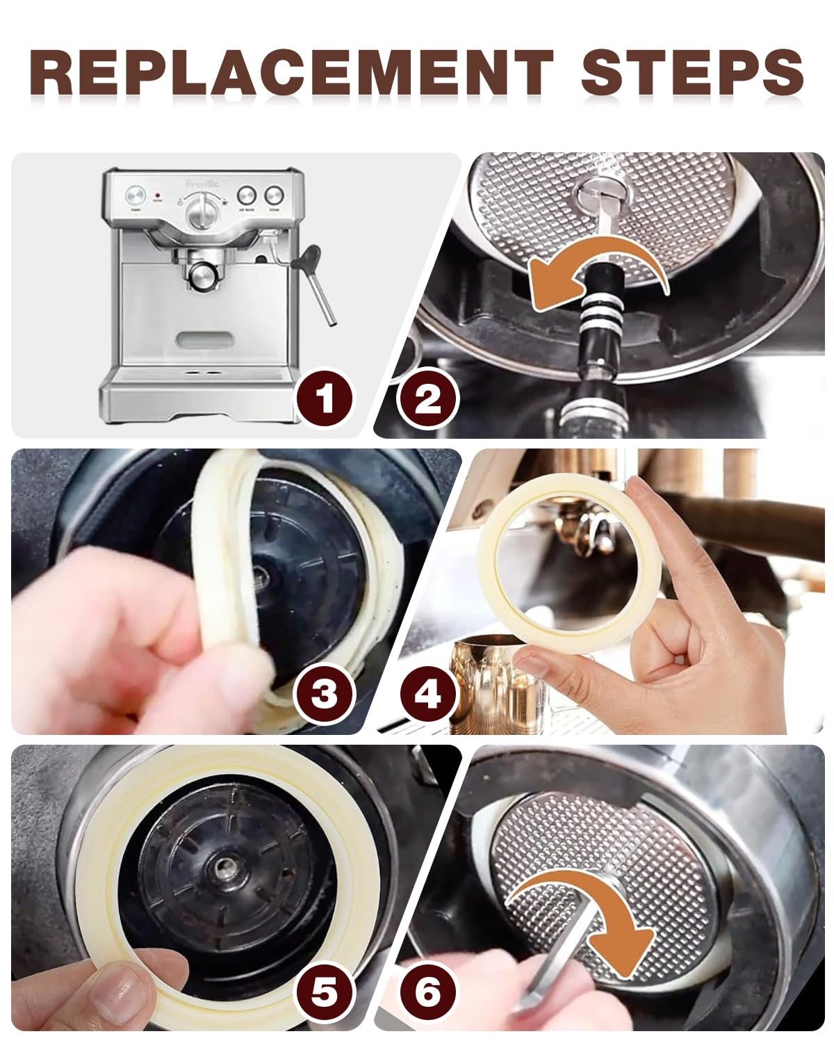 2PCS 54mm Silicone Steam Ring for Breville Espresso Machine 878/870/860/880/810/840/450/500 and Sage 880/878/875/870/810/500, Breville Espresso Machine Accessories Grouphead Gasket Replacement Part