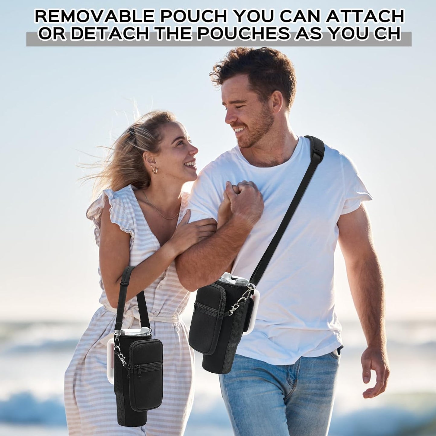 Stanley 30 oz Tumbler Carrier Bag - Neoprene Water Bottle Holder with Adjustable 4.9FT Strap | Convenient Pouch Included