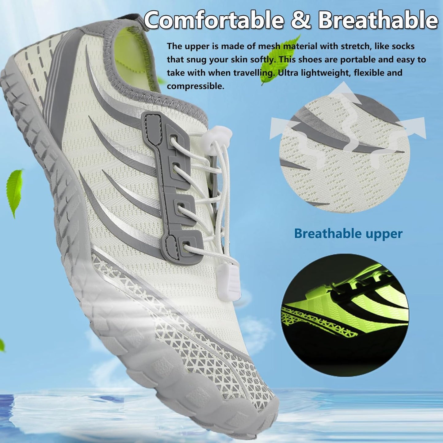 Skiennix Water Shoes - Quick-Dry Barefoot Aqua Shoes for Men & Women | Ideal for Beach, Pool, Hiking & Yoga