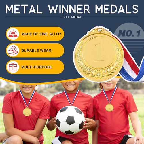 Hilitchi Gold Award Medals - Olympic Style Winner Medals with Ribbon | Set of 5
