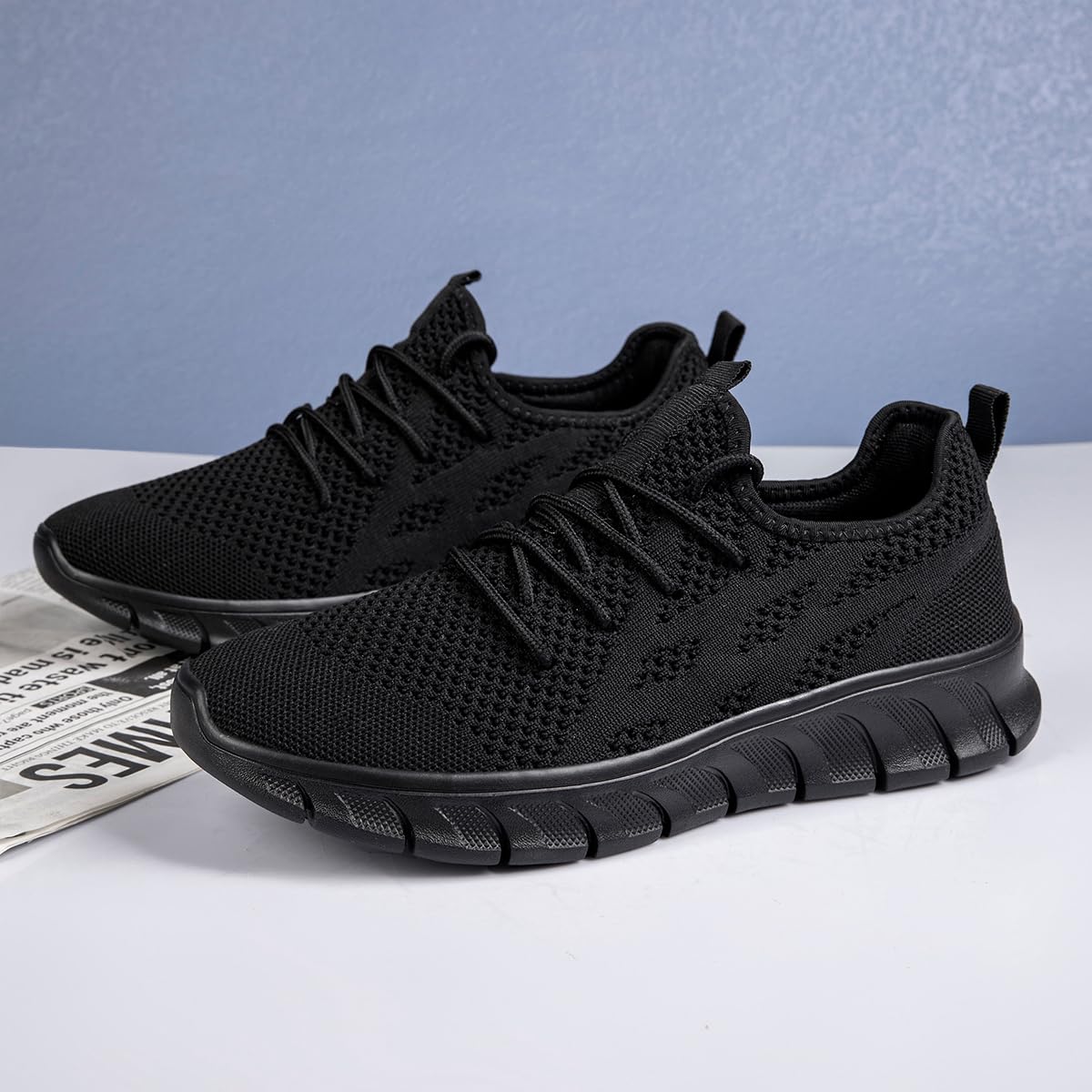 MGBDSZ Mens Walking Tennis Shoes Slip On Hiking Running Sneakers Non Slip Fitness Casual Workout Athletic Gym Lightweight Breathable Comfortable Trainers Black US 11