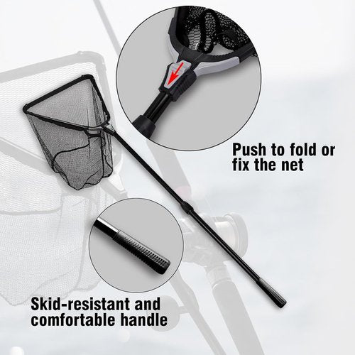 Fiblink Folding Aluminum Fishing Landing Net Fish Net with Extending Telescoping Pole Handle