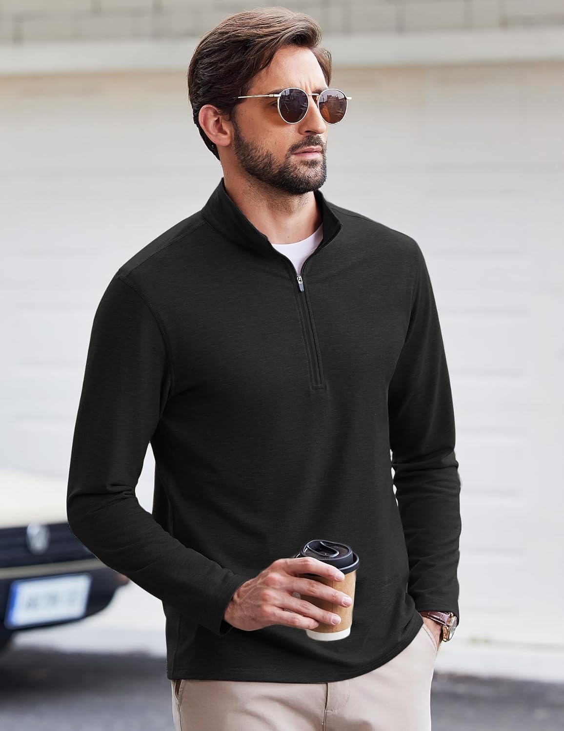 PINSPARK Men's Lightweight Quarter Zip Pullover | Performance Mock Neck Golf Sweatshirt