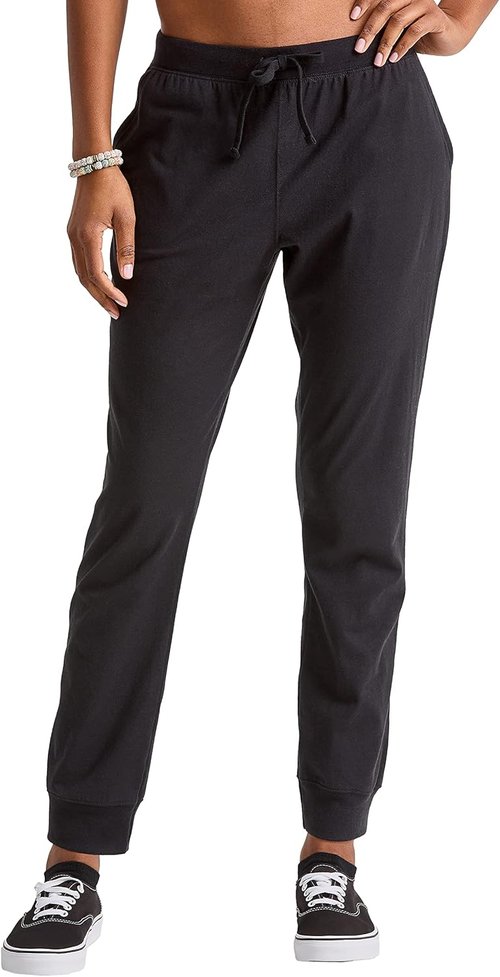 Hanes Women's Cotton Joggers - 100% Jersey Sweatpants with 29" Inseam for Ultimate Comfort