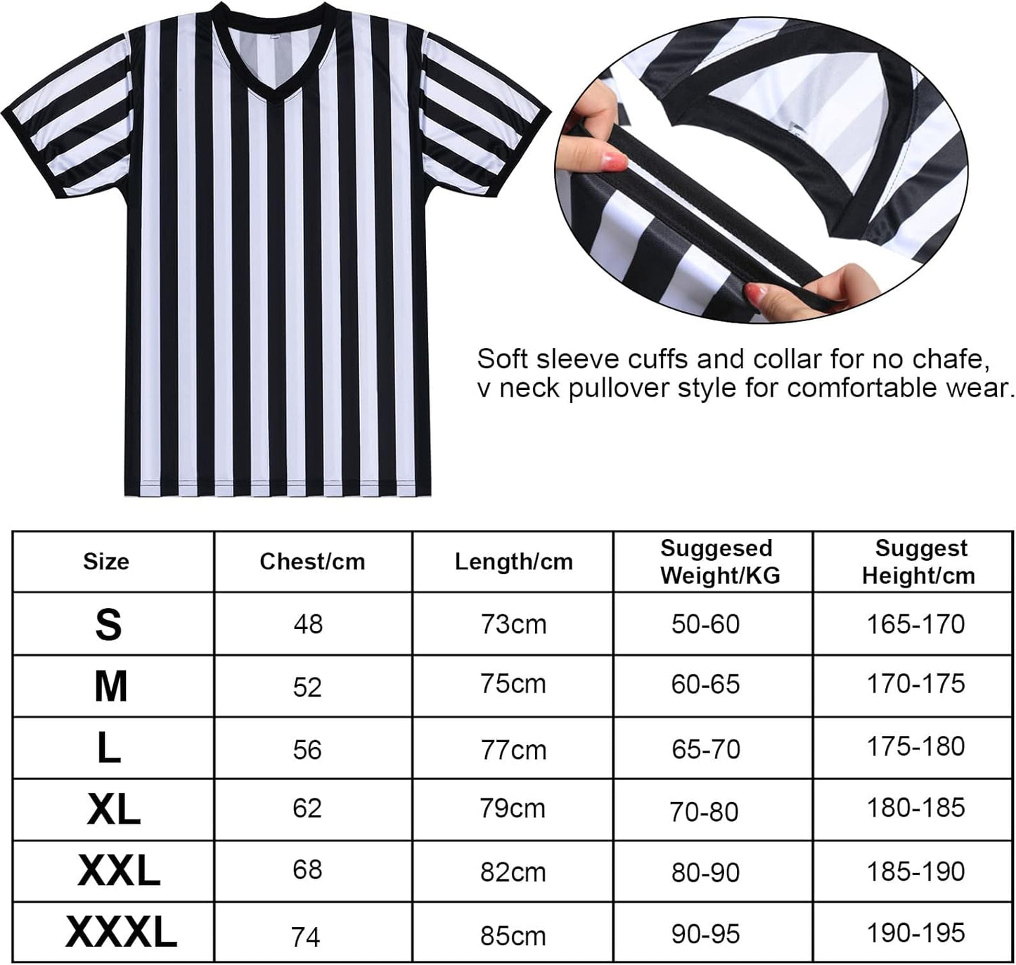 SATINIOR Men's Pro-Style Referee Shirt - Black and White Stripe Jersey with Whistle & Lanyard for Sports