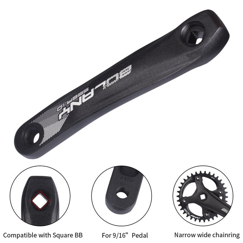 BOLANY MTB 170mm Square Taper Crankset 104BCD Narrow Wide Tooth Chainring with 32T/34T/36T /38T/40T/42T Mountain Bike Single Round Chainring and Crankset (36T)