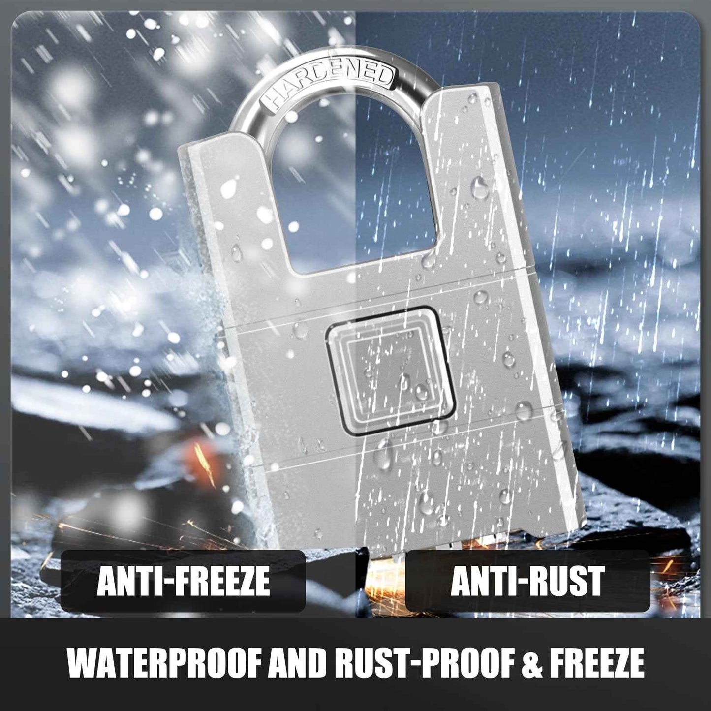 Heavy Duty Combination Padlock, Diyife Large Outdoor Padlock [Wrapped Beam] High Security, One-Touch Unlocking, Design of Hidden Password Suitable for Locker, Home, School, Garage, Gate (Silver)