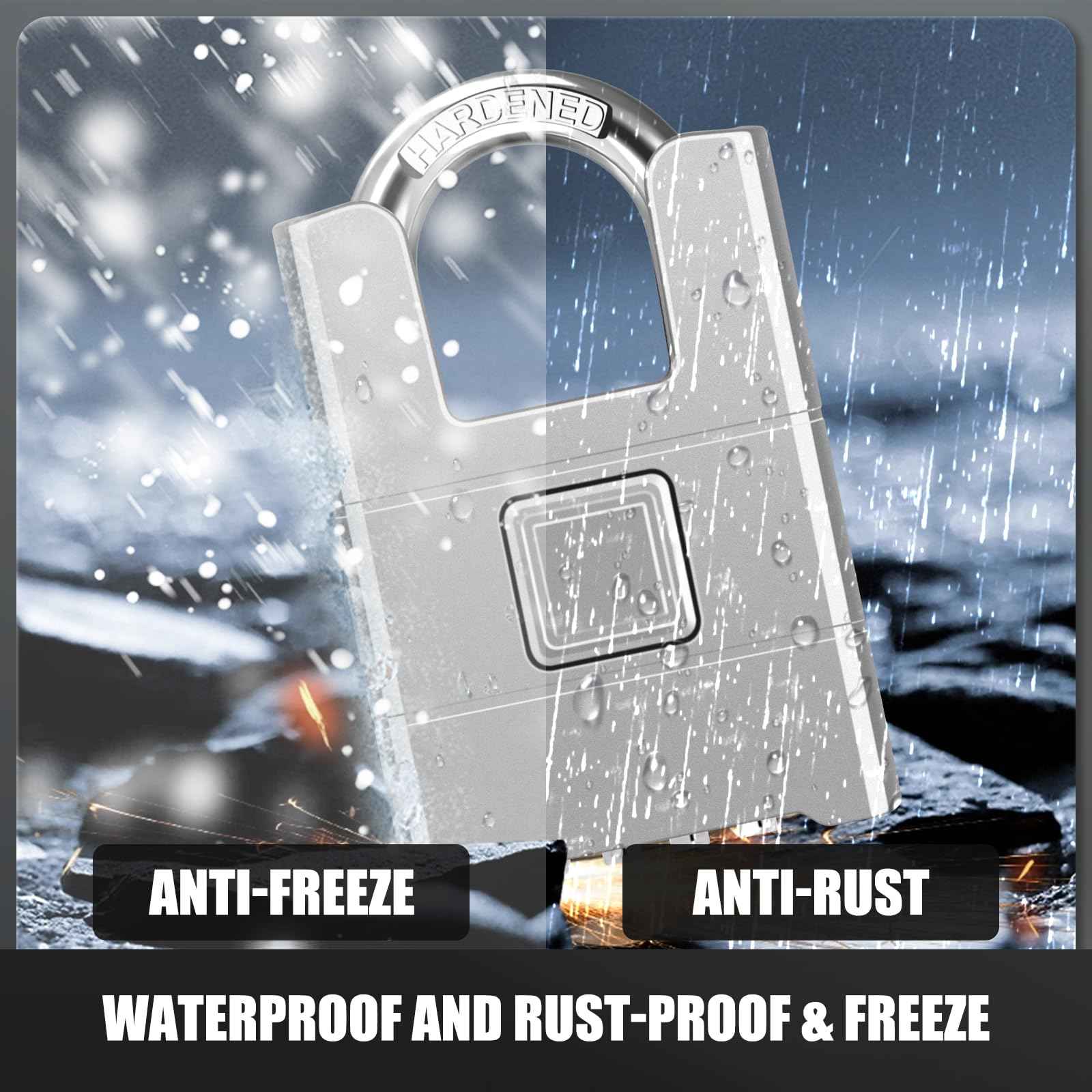 Heavy Duty Combination Padlock, Diyife Large Outdoor Padlock [Wrapped Beam] High Security, One-Touch Unlocking, Design of Hidden Password Suitable for Locker, Home, School, Garage, Gate (Silver)