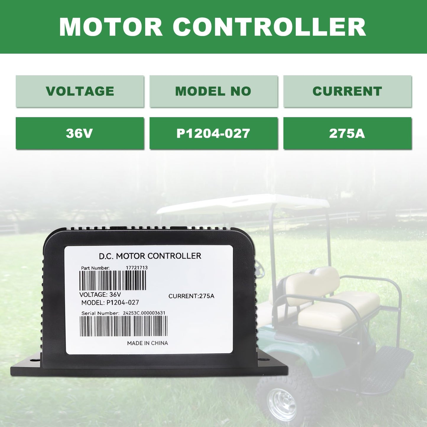 1204-027 Curtis Speed Controller 36V 275amp 0-5KΩ for EZGO Golf Carts DC Motor Controller 1204M-015,1204-032, 1204M-4201,1204-408