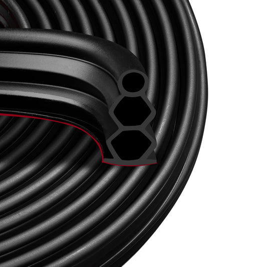 SILIENTWERK 40 Feet Self-Adhesive Rubber Weather Stripping Fits Big Gaps, Extra Thick Rubber Door Weather Stripping Door Seal Strip for Door Frame Door Insulation Strip Waterproof(Black)