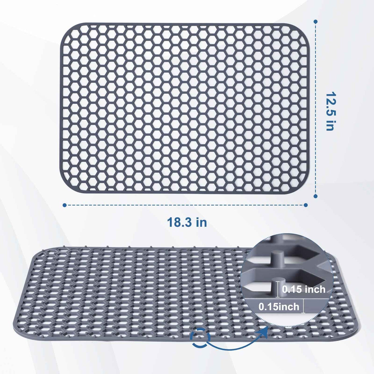 Bestjing Silicone Sink Protector for Kitchen Sink - 18.3''x12.5'' Kitchen Sink Grid Accessory, Non-slip Heat Resistant Sink Grid Dry Mat for Bottom of Porcelain Stainless Steel, Dishwasher Safe