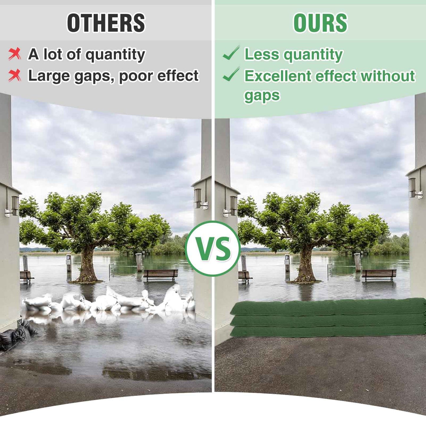 4 Pcs 7'× 6'' Long Sand Bags for Flooding - Thickened Canvas Flood Protection Sandbag Tube with Elastic Band, Reusable Flood Rain Wind Barrier Sand Bag Tube for Door Window Flood Control