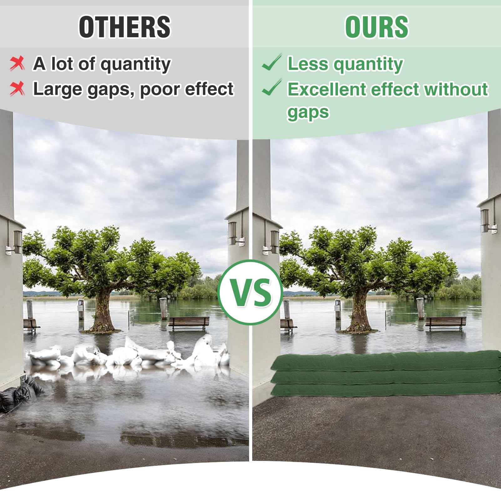 4 Pcs 7'× 6'' Long Sand Bags for Flooding - Thickened Canvas Flood Protection Sandbag Tube with Elastic Band, Reusable Flood Rain Wind Barrier Sand Bag Tube for Door Window Flood Control