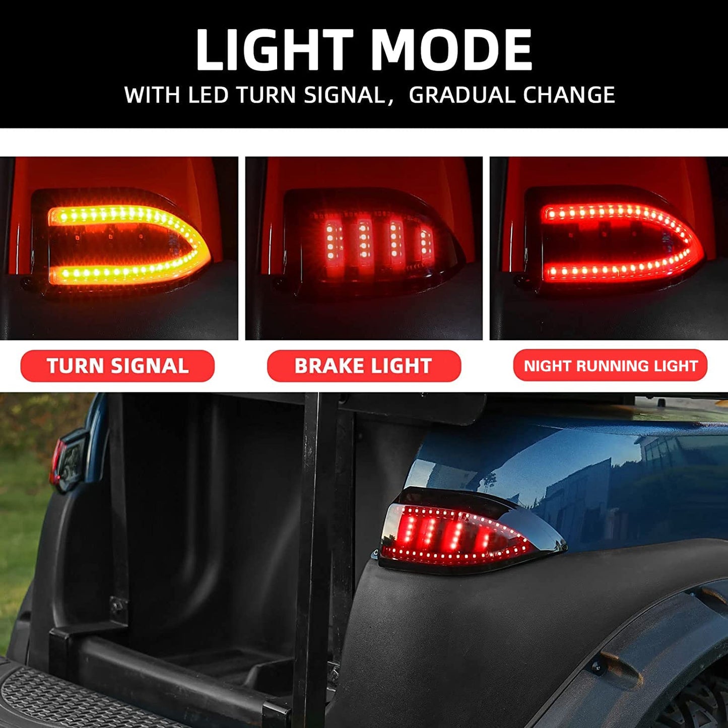 NOKINS Golf Cart LED Tail Lights for Club Car Tempo/Precedent, Deluxe Brake Light,12 Volt Universal Replacement Accessories Gas & Electric Models