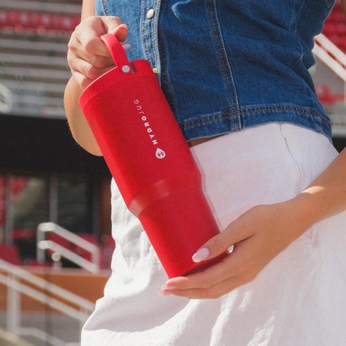 HydroJug Sport - 32oz Stainless Steel Tumbler with Straw | Vacuum Insulated & Leakproof, Alumni Red