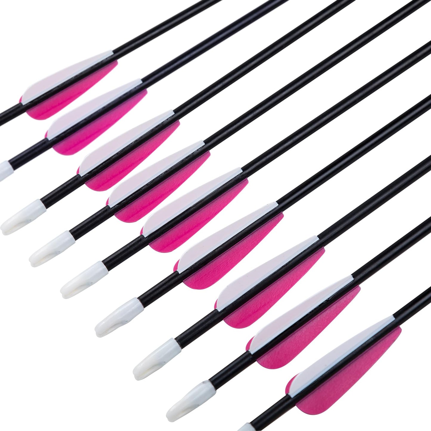 28 inch Archery Targeting Arrows Practice Arrows for Recurve Bow Fiberglass Training Arrows for Adult Youth and Teens-Pink(Pack of 12)