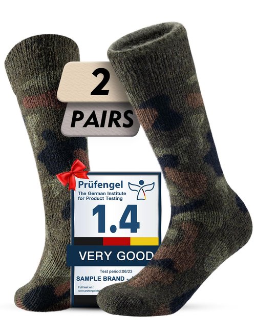 Juclise Alpaca Wool Thermal Work Boot Socks Heavyweight Warm Winter Socks, Thick Cozy Cushioned Moisture-Wicking Fleece, Soft Breathable Outdoor & House Women & Men(Camo XL)
