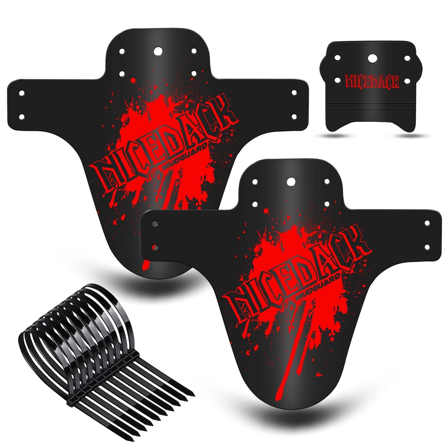 NICEDACK Mountian Bicycle Fender, 2PCS MTB Mud Guard, Front and Rear Bike Fender，Bike Mudguard Fits 26", 27.5", 29" Suitable for Bicycles (Fat Bike Wheel and Children Bicycle) (red)