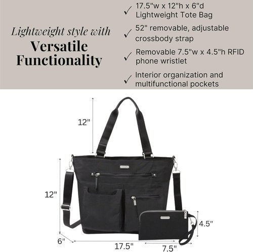 Baggallini Any Day Tote - Stylish Tote Bag with RFID Phone Wristlet | Versatile and Functional