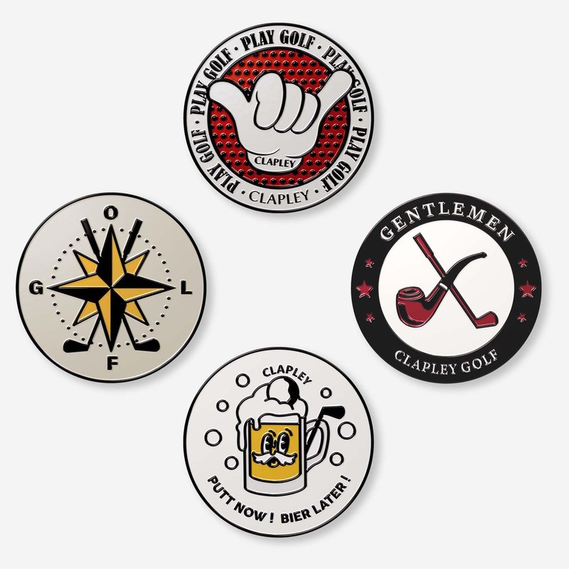 CLAPLEY GOLF Ball Markers, 0.9 Inch, Made from Stainless Steel and Oven-Cured Enamel; an Essential Accessory for Golfers, Eye-catching and Easy to Spot On The Green, Pack of 4