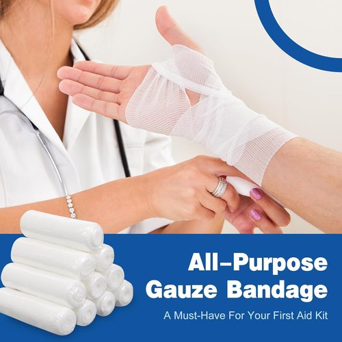 AZEN Gauze Rolls Bandages - 100 Pack, 3" x 4.1 Yards | Premium First Aid & Medical Supplies