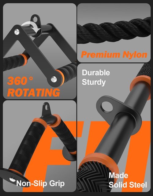 Fitarc Cable Machine Attachment Set - Lat Pulldown & Workout Accessories with Non-Slip Grips | Orange