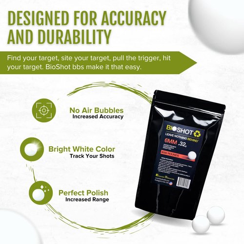 Bioshot Biodegradable Airsoft BBS - .32g Super Slick Polish - Seamless Competition Match Grade for All 6mm Airsoft Guns and Accessories (4000 Rounds, White) by Bioshot
