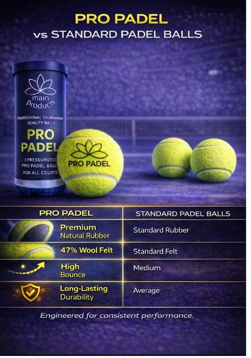 Main Products Pro Padel Balls - 4 Pack (12 Balls) - Pressurized Padel Balls - Premium Natural Rubber Core - 47% Wool Felt - Professional Tournament Quality - Consistent Bounce - for All Courts.