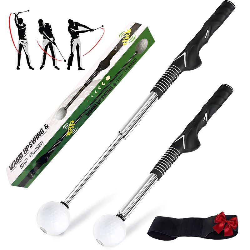 Ruoyang Retractable Golf Swing Trainer & Golf Grip Trainer for Warm-up, Right-Handed Golf Training Aid with Strength & Tempo Practice, Indoor Golf Club for Chipping and Hitting
