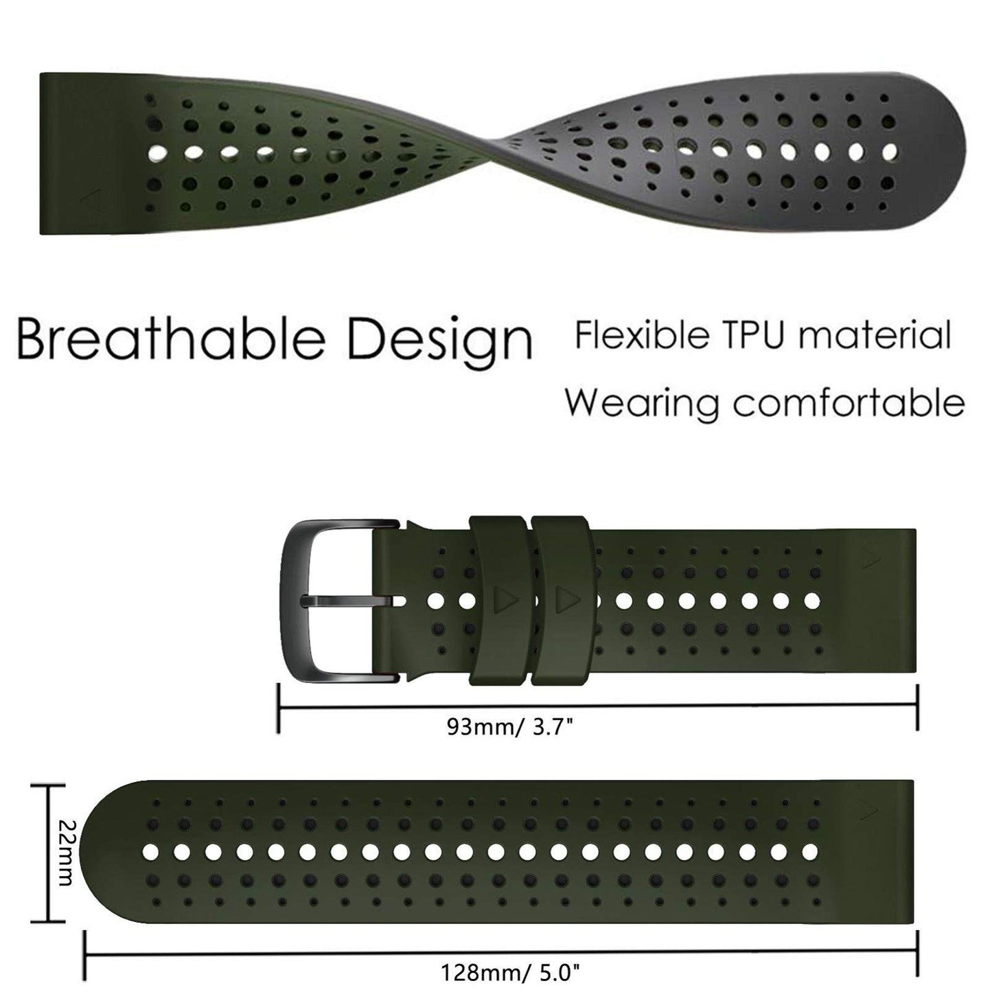 Abanen for Fenix 5/Fenix 6 Quick Release Fit Watch Bands, 22mm Sport Skin-Friendly Waterproof Wristband Strap for Garmin Fenix 5/5 Plus,Fenix 6 Pro/Sapphire,Instinct,Approach S62 (Army Green-Black)