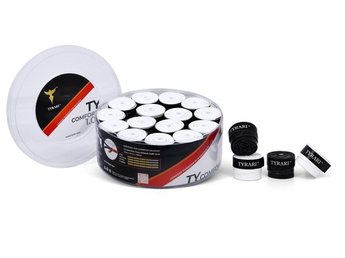 TYRARI Ty Comfort 1.0 Overgrip 30 Pack (Black & White) - Designed for Comfort, Sweat Absorbing, Tacky, Durable Over Grip for Tennis, Pickleball, Badminton, Paddle, Squash and Other Racket Handles