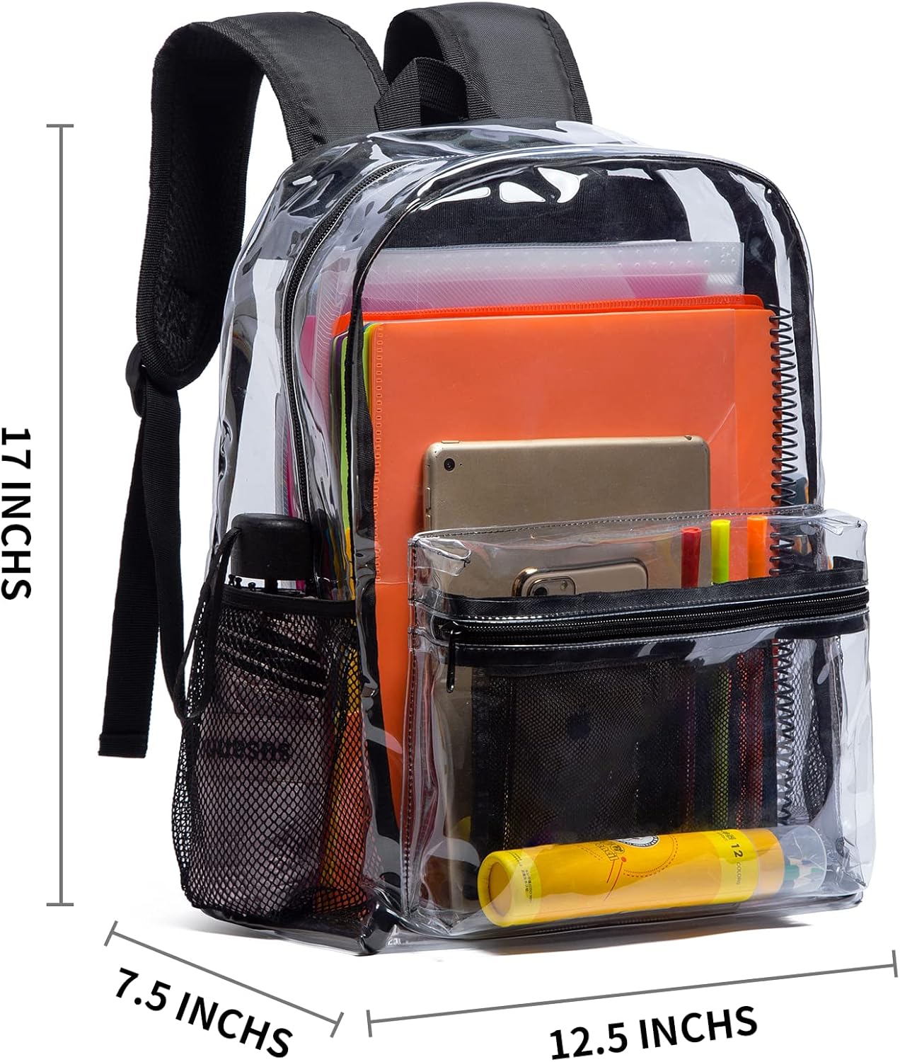 Vorspack Clear Backpack - Heavy Duty Transparent Design for College & Workplace | 2 Pack Black