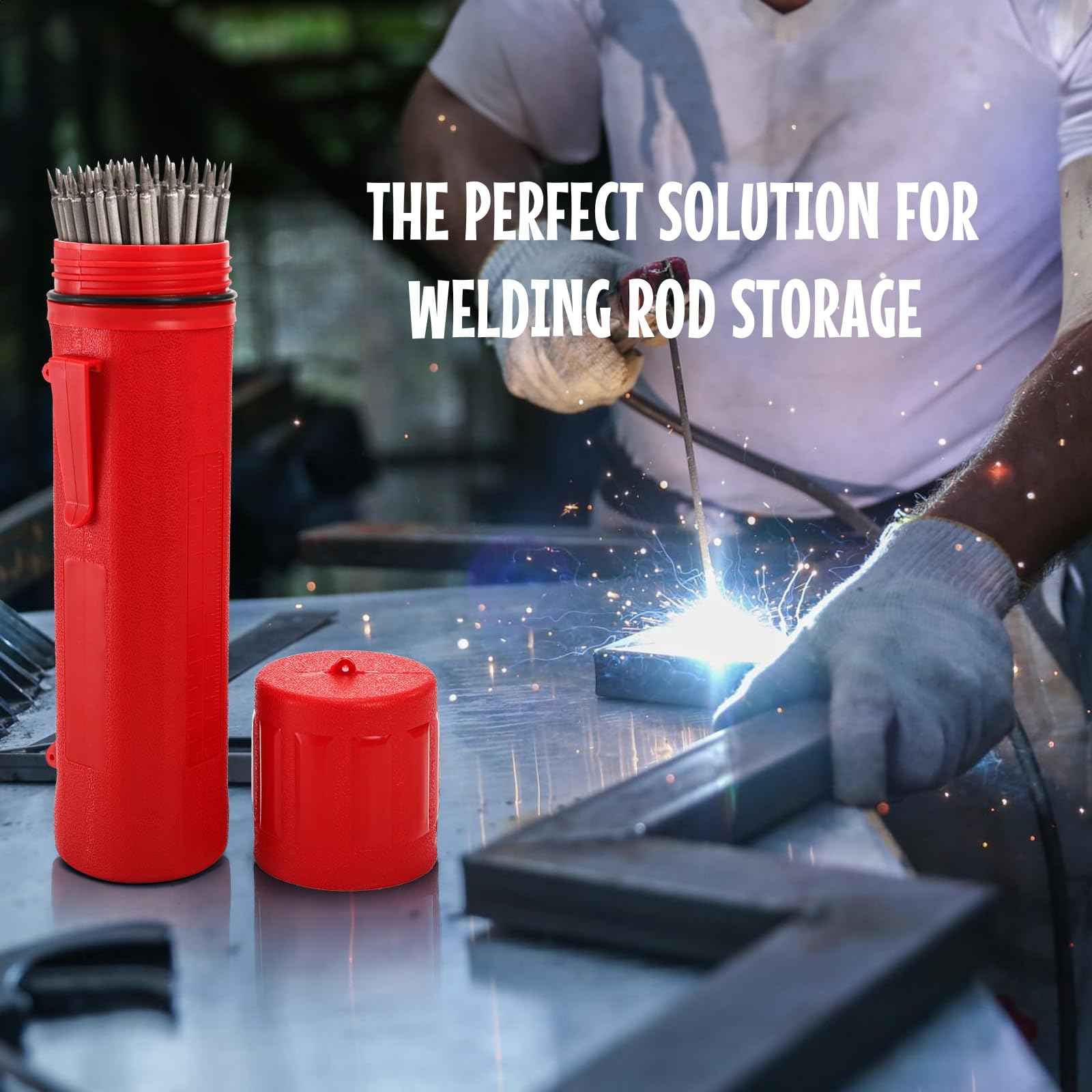 ZOOFOX 2 Pack Welding Rod Holder, 14" Carbon Steel Stick Electrode Storage Tube, Waterproof Welding Rod Canister for Keeping Welding Electrode Fresh and Dry, Welding Equipment