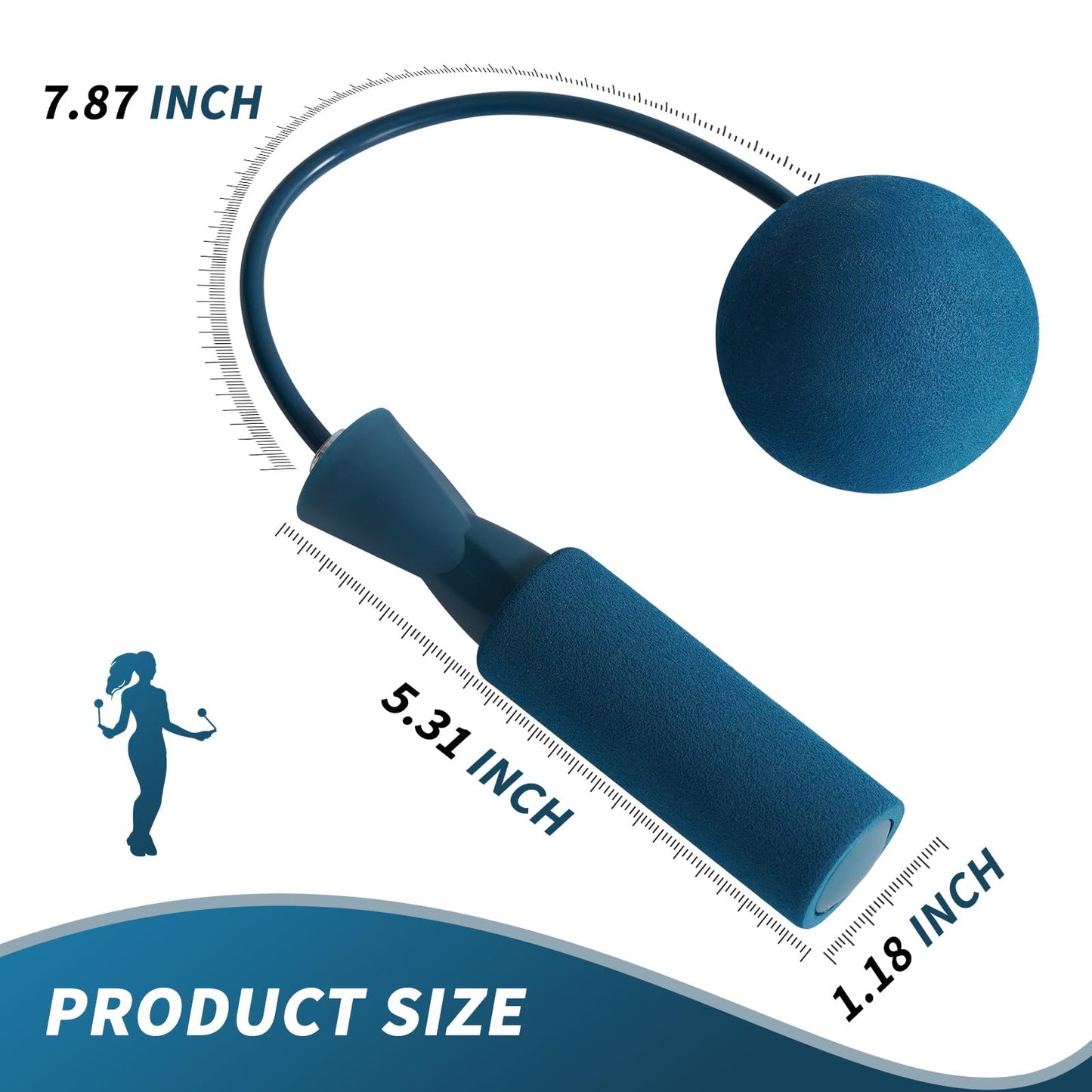 junqixing Cordless Jump Rope with Weight Ball, Fitness Training Jump Rope, Indoor Home Exercise, Suitable for Men Women .(Blue)...