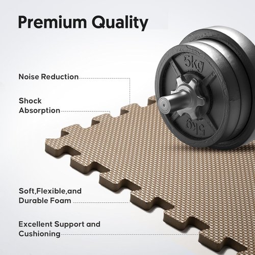 Home Gym Mat - EVA Interlocking Foam Exercise Tiles for Workouts & Play Areas | Blue, 24x24x½ in (12 Pack)