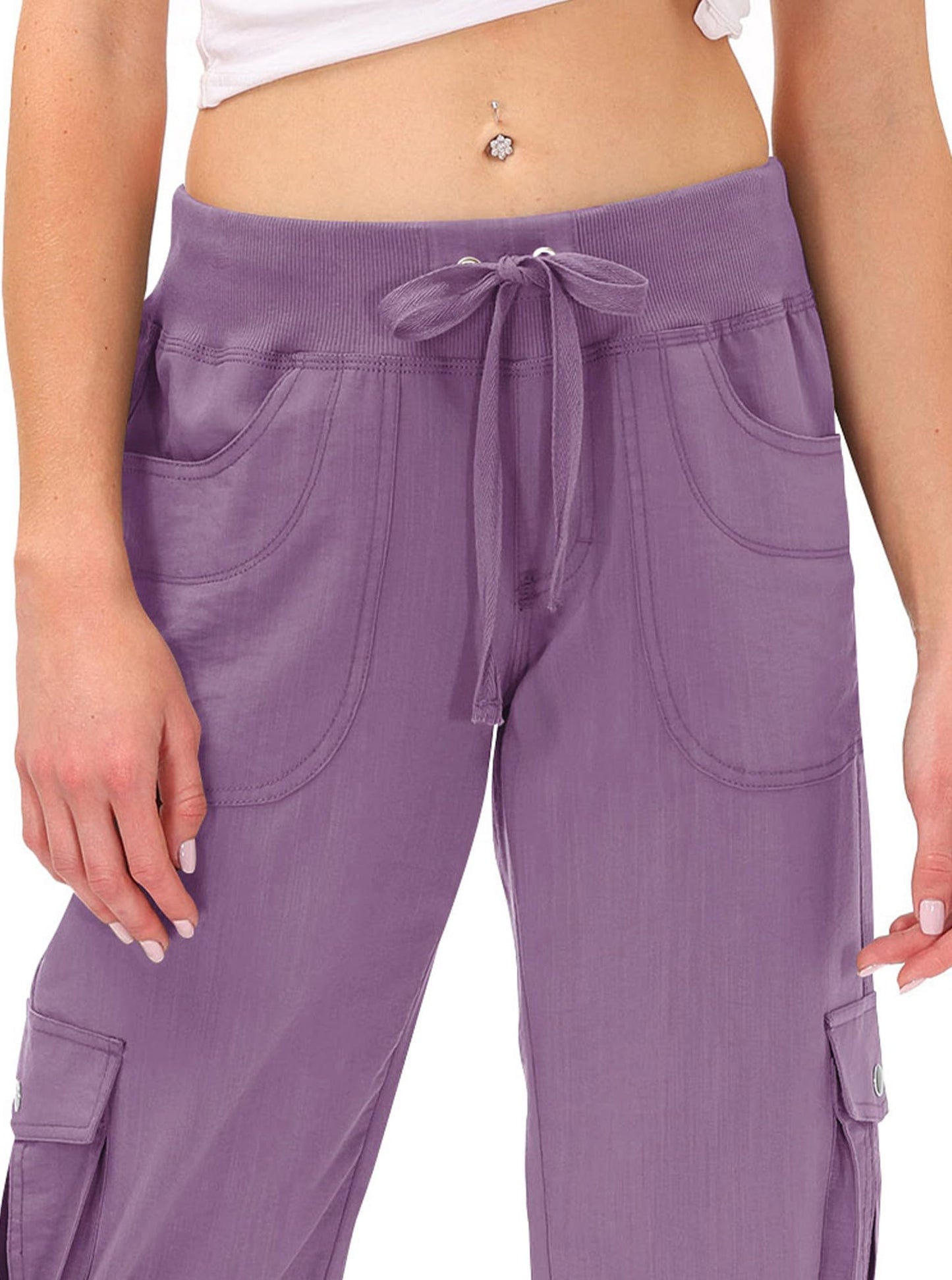 MoFiz Cargo Capri Pants for Women Lightweight Quick Dry Summer Capris for Hiking Travel Casual Pink Purple 4XL