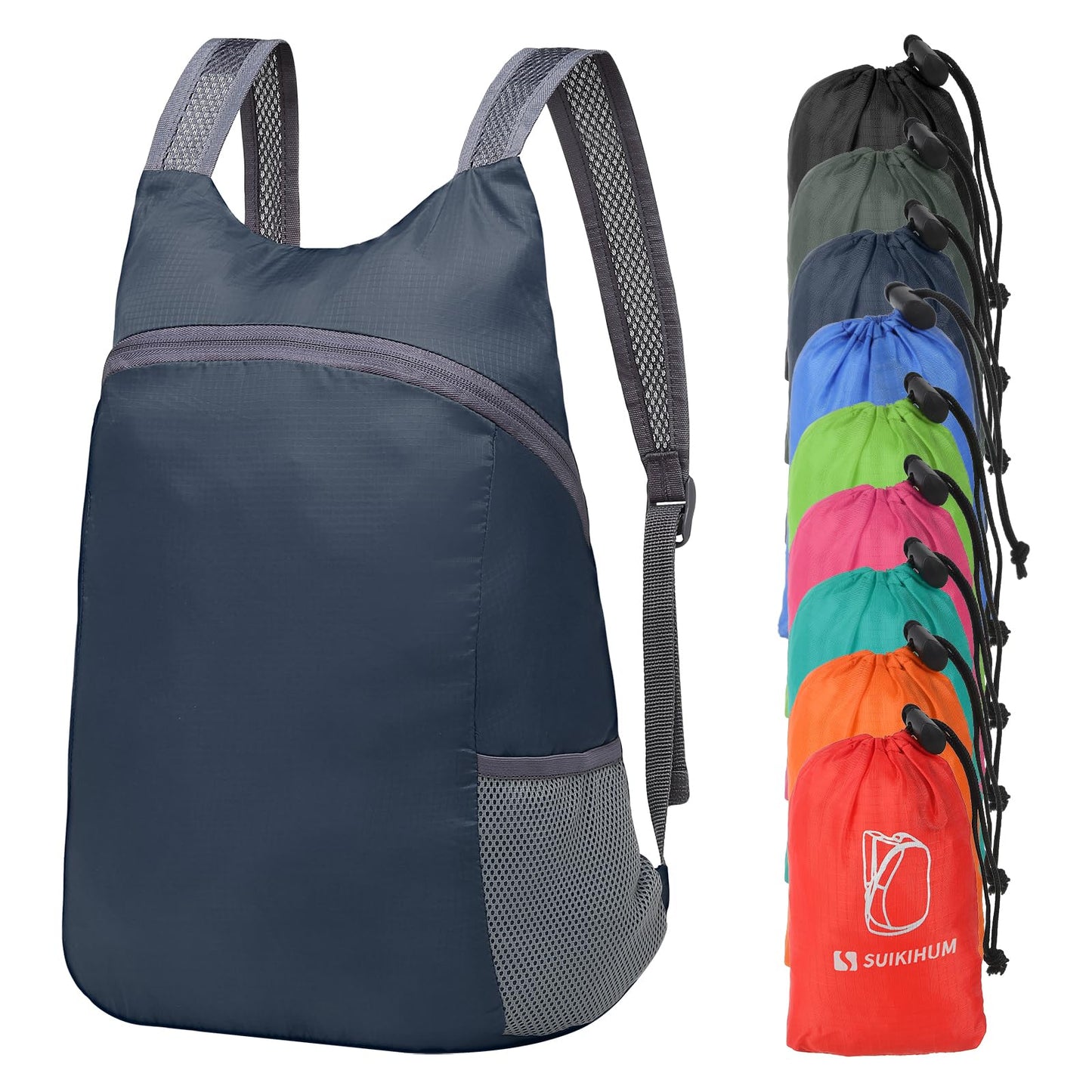 SUIKIHUM 20L Ultra Hiking-Daypack Lightweight Foldable Travel Packable Backpack for Camping Cycling Outdoor, Navy Blue