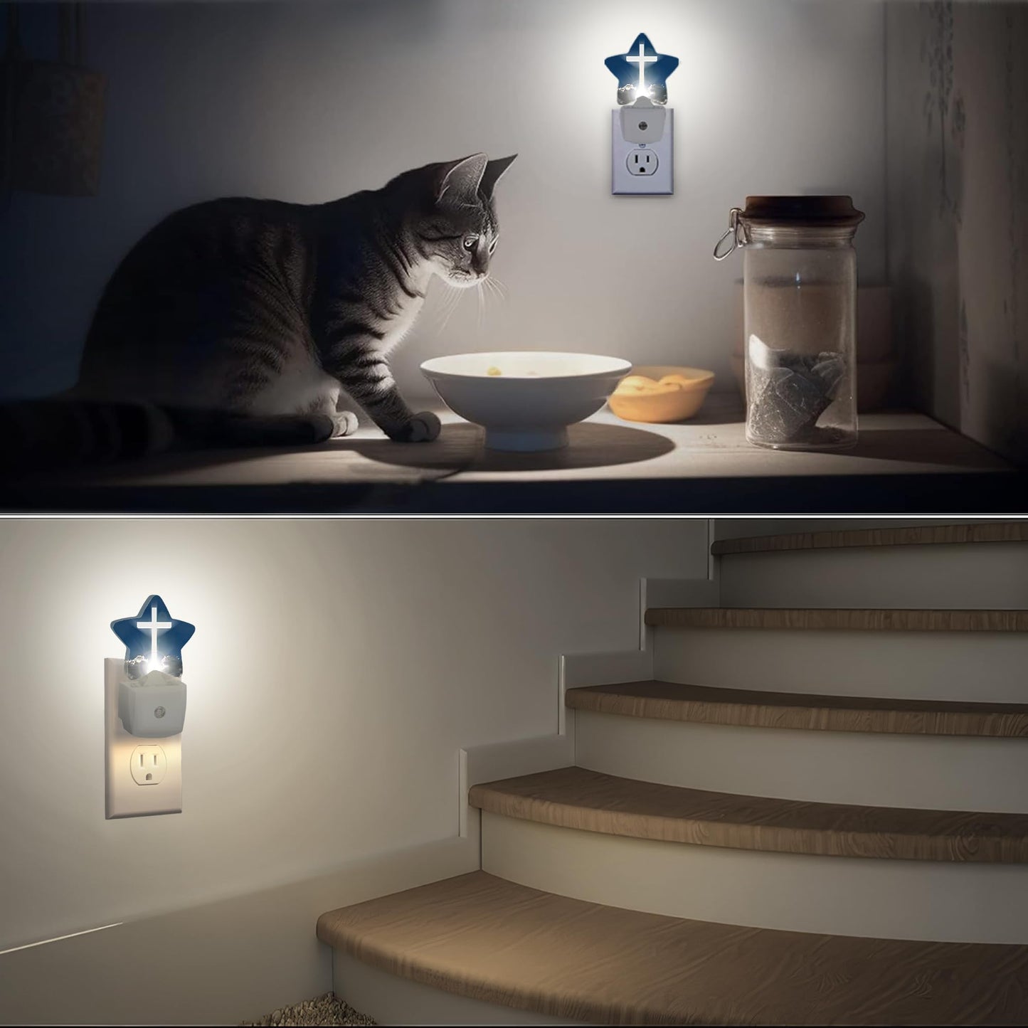 Cross Heaven Plug-in Night Light with Dusk-to-Dawn Sensor for Bedroom,Bathroom and Living Room Sleep Friendly lamp for Women/Girls/Boys Gift,0.5W