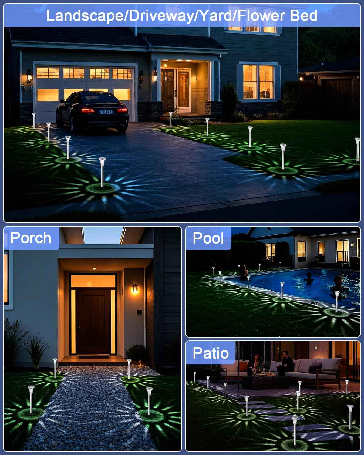 Mini Solar Pathway Lights Christmas Outdoor 12 Pack Waterproof Upgraded Bright LED Solar Garden Lights Stainless Steel Solar Powered Landscape Light for Outside Yard Lawn Decorations-Cool White
