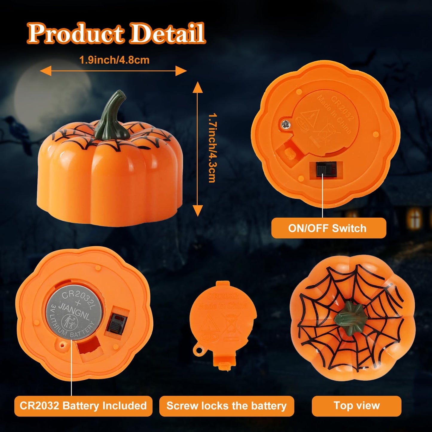 Lynumtw 12 Pack Pumpkin Tea Lights Halloween Decorations, LED Orange Pumpkin Lights FlameLess Candles Battery Operated Pumpkins Flickering Candles for Home Table Indoor Party Decor