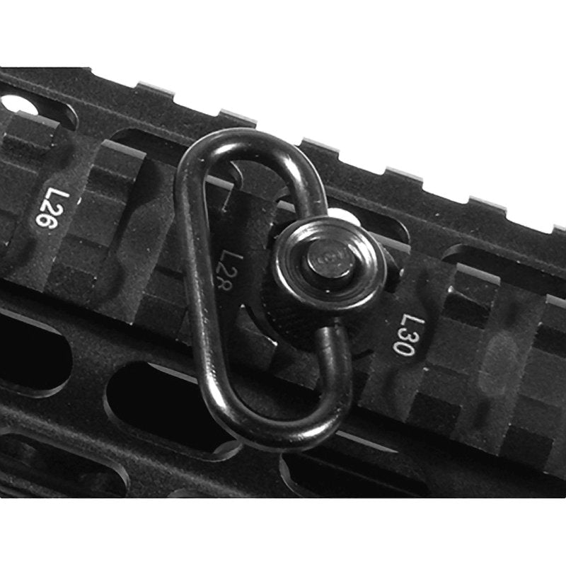 UTG Standard Duty Push Button QD Sling Swivel, 1.25" Loop Black