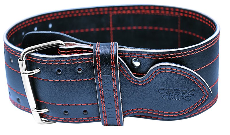 Weight Power Lifting Belt 4” Wide Cobra Grips Premium Genuine Leather Belt for Men & Women Adjustable Weightlifting Back Support (RED, X-Small 23"-31")